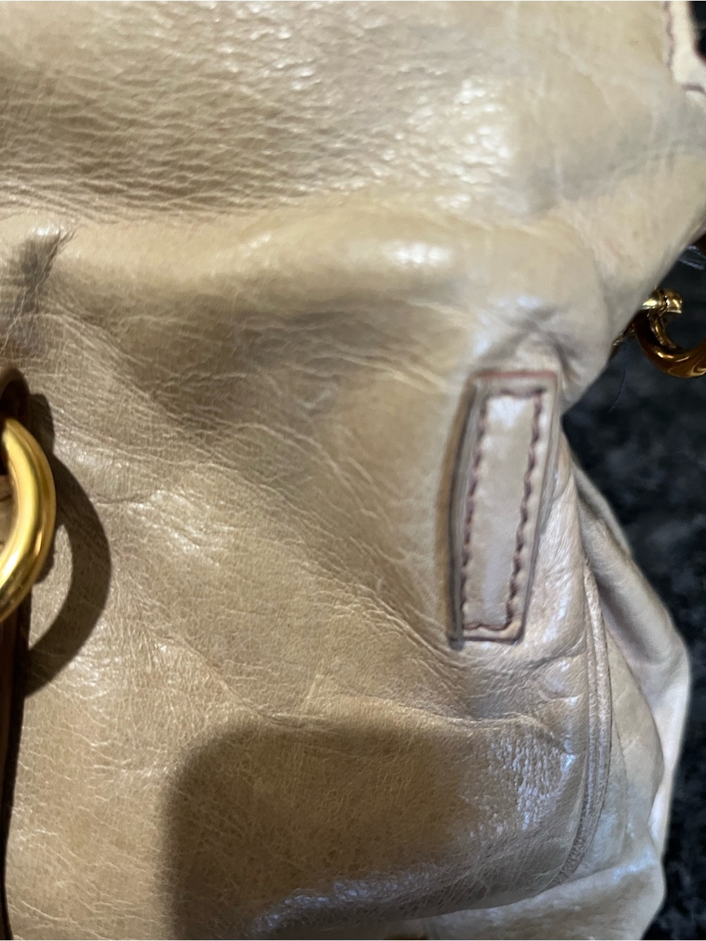 Miu Miu Metallic Beige Leather Satchel with Gold Hardware - Picture 9 of 11